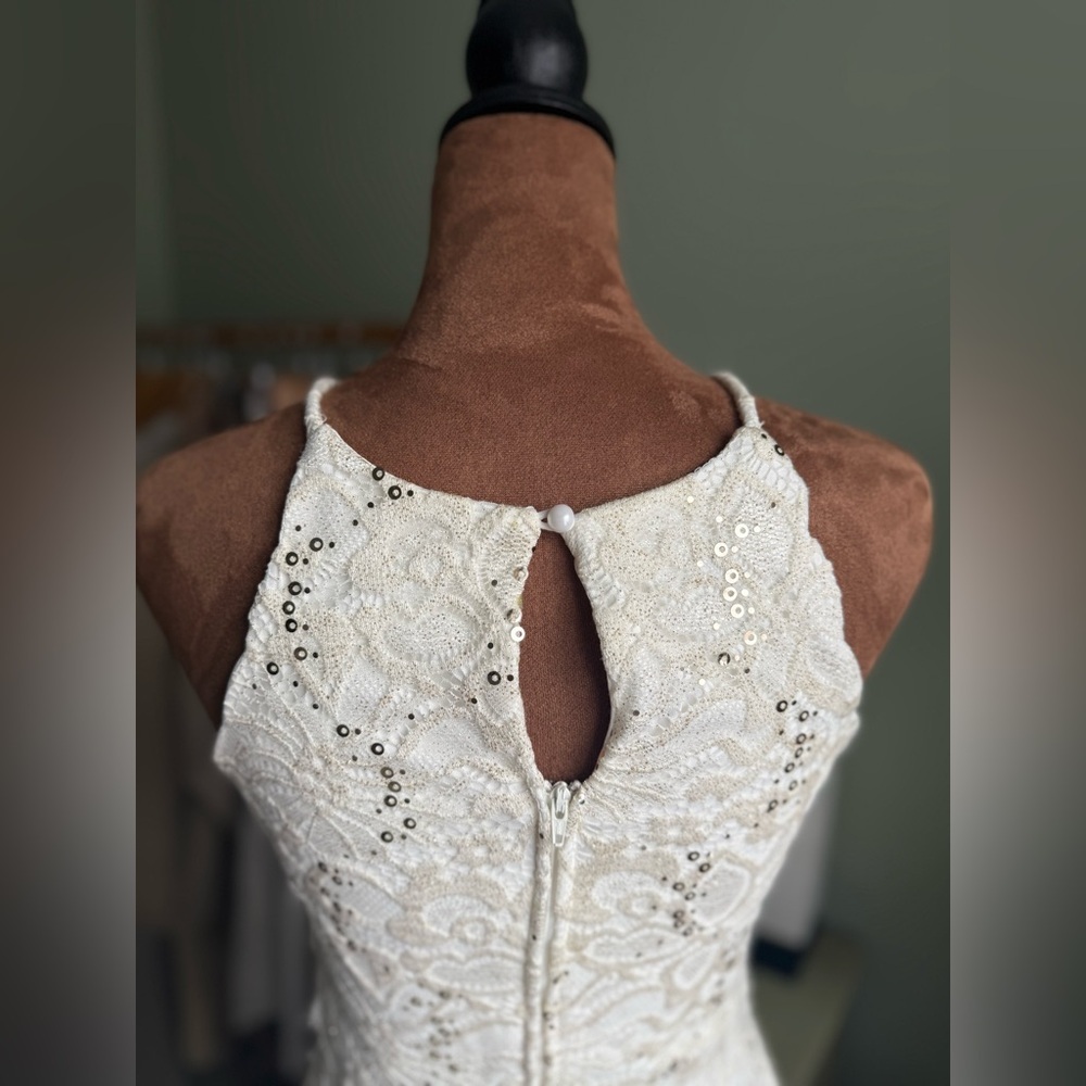 White Halter Sheath Mini Dress - Picture 5 of 9